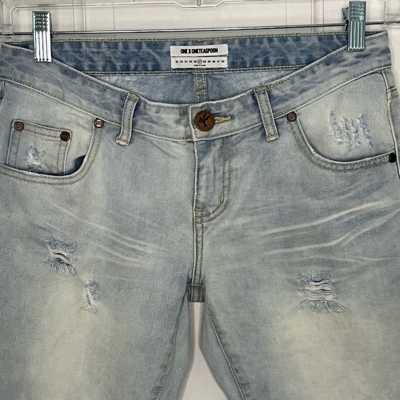 One X ONE TEASPOON Freebirds Low Waist Short Rise Skinny Jeans 27 Distressed - Picture 2 of 15